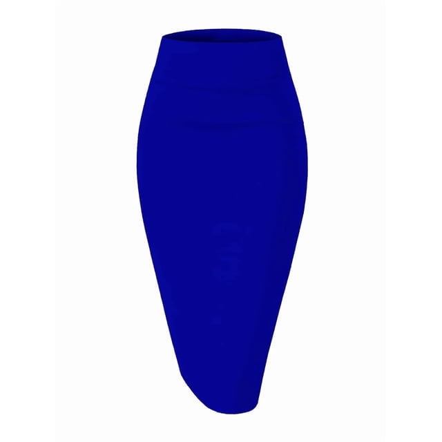 Jupe Crayon de Bureau en Nylon Extensible à Taille Haute Premium pour Femme Bleu G