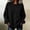 Black, variant on Women's Waffle Knit Top Crew Neck Long Sleeve Drop Shoulder Relaxed Loose Fit Ribbed Trim Casual Fall Winter Everyday Pullover Wardrobe Staple