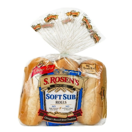 S.Rosen's Soft Sub Fresh Bread Rolls, 6 Count per Package, 15 oz.