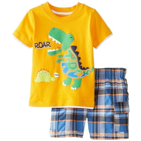 

Leutsin Toddler Kids Baby Boy Cartoon Dinosaur T Shirt Tops Shorts 2PCS Outfits Set