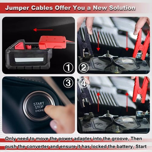 Jumper Cables with Alligator Clips for Milwaukee M18 for Starting Cars - 5.9FT