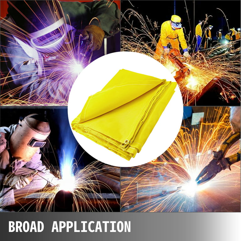 VEVOR 6 ft. x 10 ft. Welding Blanket Fiberglass Portable Fire Fireproof Mat Thermal Resistant Insulation with Carry Bag, Gold