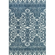 Karlin Ornamental Medallion Print Area Rug, Ink Blue/White, 9ft-6in x 13ft-6in
