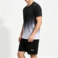 thumbnail image 6 of PIWHJQK Men Short Sleeve Shorts Athletic Tees Set Men's Colorblock Gradient Short Sleeve Shorts Casual Workout Set Men Outfit Sets, 6 of 6