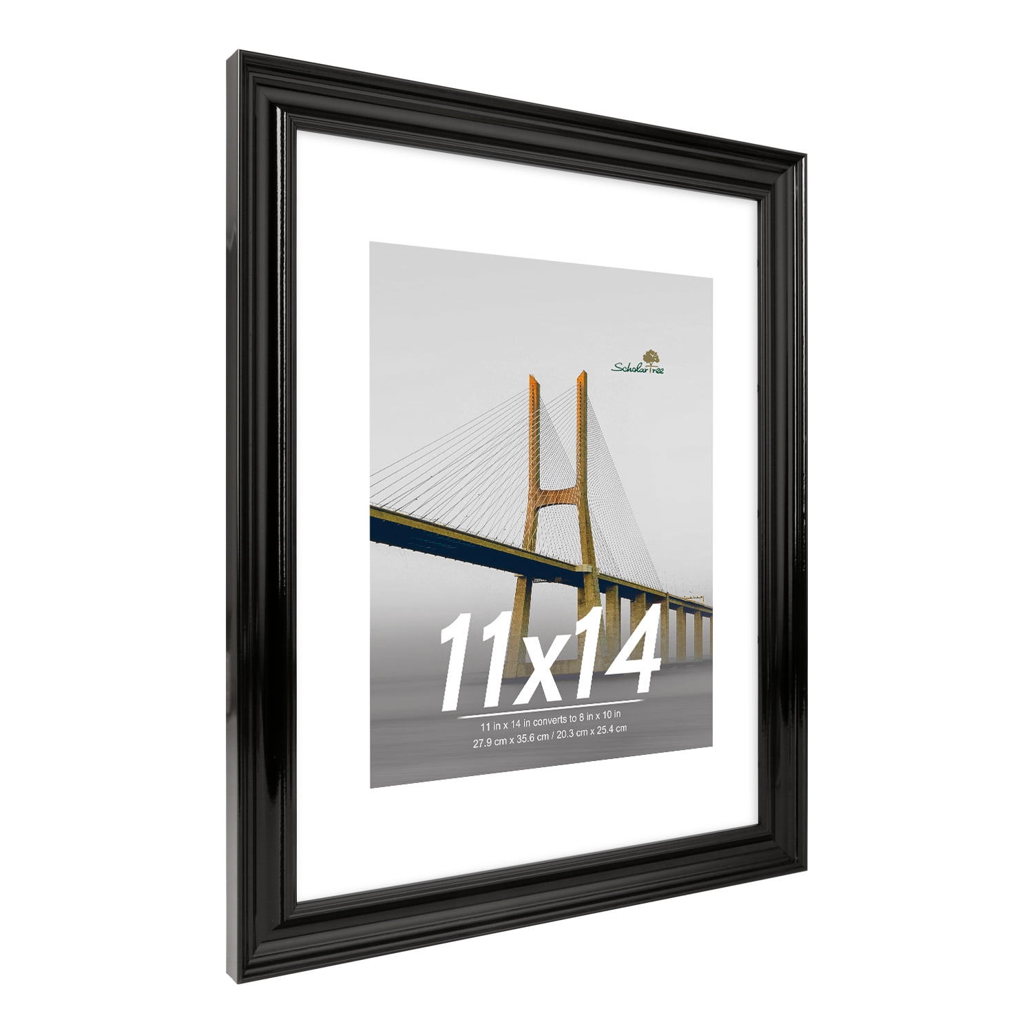 Scholartree 2PACK 11x14 Picture Frame , Display Photo 11x14 Matted to 8x10 Wall Frame Frame, Black
