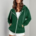 thumbnail image 2 of eczipvz Women's Full Zip Up Hoodie Casual Long Sleeve Hooded Sweatshirts Pockets Jacket Fall Fleece Y13K Tops Oversized Coat for Women Green,2XL, 2 of 5