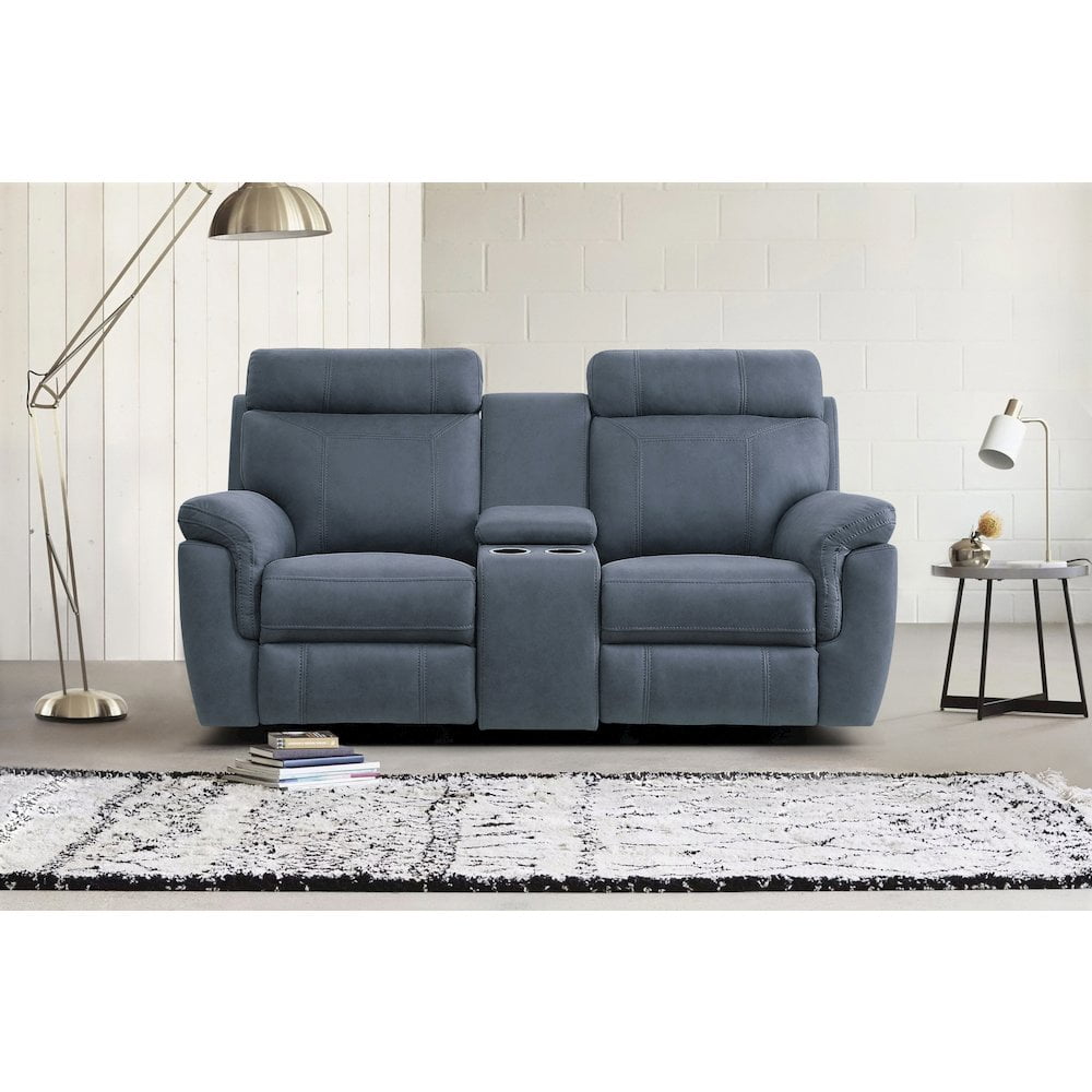 Lexicon Clifton 76" Microfiber Double Glider Reclining Love Seat in Blue