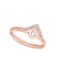 thumbnail image 4 of CHOOSE YOUR COLOR Rose Gold-Tone Triangle Clear CZ Ring Set .925 Sterling Silver Band White Female Size 7, 4 of 4