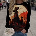 thumbnail image 2 of EHQJNJ Sweat-Shirt à Col Rond pour Femmes, Mode Décontractée, Manches Longues, Imprimé, Sans Capuche, Manches Courtes, 2 of 5