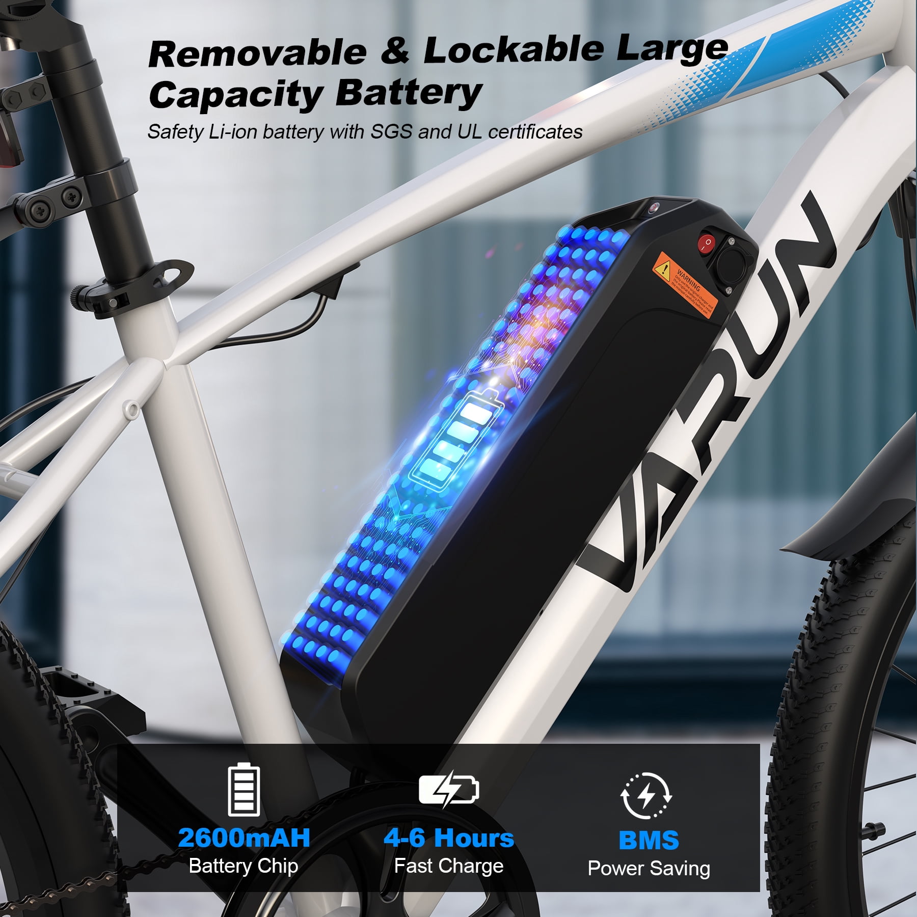 Varun Electric Bike for Adults, 24'' 500W Peak Ebike, Up to 35 Miles 20MPH Electric Mountain Bike with 36V 7.8AH Removable Battery, Fenders, Full Suspension, Bike Cover