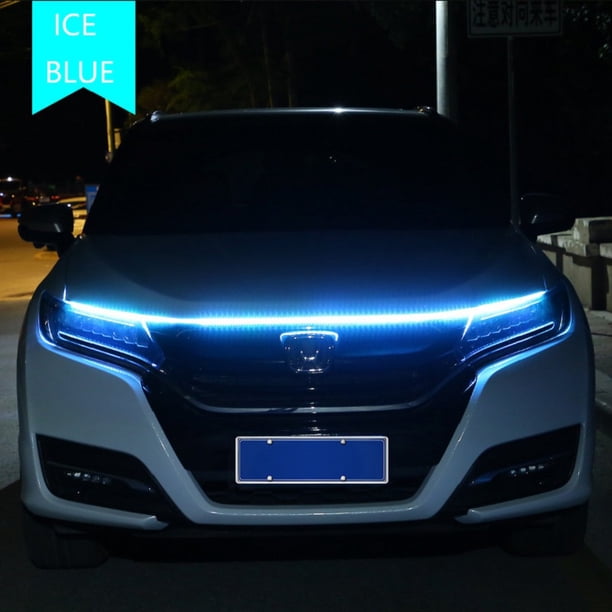 1Pcs Más Reciente RGB LED Capó De Coche Tira De Faros Delanteros Luces De Circulación Diurna Aplicación Flexible Control Remoto Lámparas De Atmósfera Decorativas 12v huangjie unisex