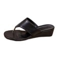 thumbnail image 3 of Domuza Women's Suede Wedge Thong Sandals Comfort Open Toe Soft Sole Slip On Flip flip flops slides for Casual Summer Daily Walking Beach Black 7（EU-38）, 3 of 6