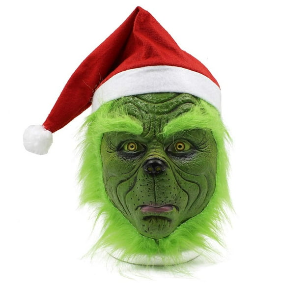 WPOHM Green Mask Christmas Cosplay Costume Accessories, Fits Unisex Adults
