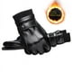 thumbnail image 4 of Guantes cálidos de invierno para hombre, guantes de cuero resistentes al frío para montar en motocicleta, guantes con forro polar para exteriores, impermeables y con pantalla táctil, 4 of 4