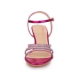 thumbnail image 6 of BLISSFUL STEP Women's Shoes Rhinestone Ankle Strap Kitten Heel Open Toe PU Buckle Sandals  Hot Pink 7, 6 of 8
