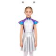 thumbnail image 2 of iiniim Girls Dance Outfit Metallic Cap Sleeve Zip Up Dress with Headband Robot Theme Performance Wear Blue 8, 2 of 7