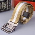 thumbnail image 3 of Men Belt Dual Alloy Buckle All-match Adjustable Webbing Belt Canvas Web Belt, 3 of 9