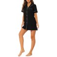 thumbnail image 4 of Unique Bargains Women's Summer Short Sleeves Button Down Sleepshirt, 4 of 5