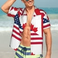 thumbnail image 7 of Sikiie USA Canada Flag Print Men's Hawaiian Shirt, Summer Beach Button Pocket Short Sleeve T-Shirt,3X-Large, 7 of 7