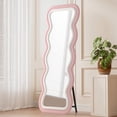 thumbnail image 4 of Nefoso Wavy Full Length Mirror, Freestanding Floor Mirror with Stand, 65"x24" Wall Mounted Mirror for Bedroom,Beige and Pink, 4 of 9