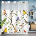 thumbnail image 6 of Spring Animals No Hooks Shower Curtain with Snap-in Liner Watercolor Bird Gradient Color Leaf Farmhouse Shower Curtains for Bathroom, Waterproof, Easy Install, Washable 72"x78", 6 of 9
