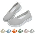 thumbnail image 2 of XIMIN Women's Woven Orthopedic Breathable Comfortable Walking Sneakers with Arch Support Wide Fit Slip on Tenis Comfy Work Slip Ins Loafers Soft Foam Footwear (9, Gray), 2 of 8