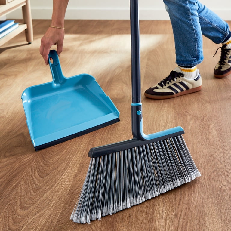 Great Value Jumbo Broom with Dustpan, Angled Head for Hard-to
