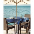 thumbnail image 3 of Outdoor Tablecloth with Umbrella Hole for Patio/Picnic/Party/Camping, Gold Blue Sky Waterproof Table Cloth Square Cover Washable, Abstract Vintage Oil Painting Art 60"x 60", 3 of 7