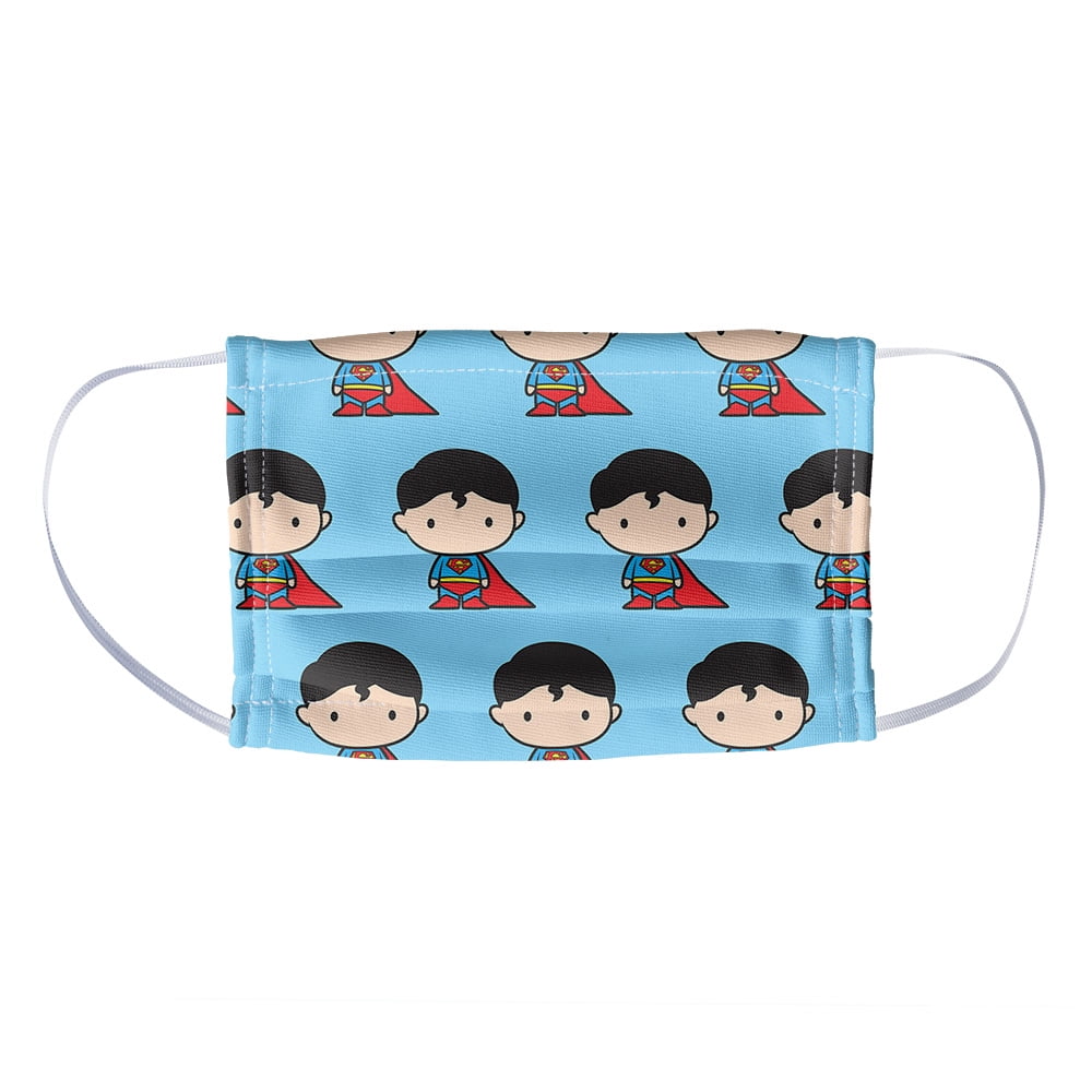 Superman Cute Chibi Character Pattern 1-Ply Reusable Face Mask Covering, Kids