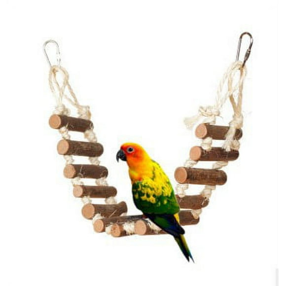 Wooden rope ladder for birds