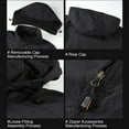 thumbnail image 5 of Brondbend Windproof Jacket Men Solid Color Outdoor Climb Sport Run Pocket Zipper Long Sleeved Zipper Hooded Jacket Loose Fit Fall Winter Mountaineering Fashion,Black, 5 of 5