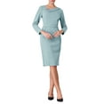 thumbnail image 1 of VESTIDO FORMAL DE MUJER INSPIRE CHIC CON CUELLO ASIMÉTRICO Y MANGA LARGA, VESTIDO ELÁSTICO MIDI TALLA S AZUL CLARO, 1 of 5