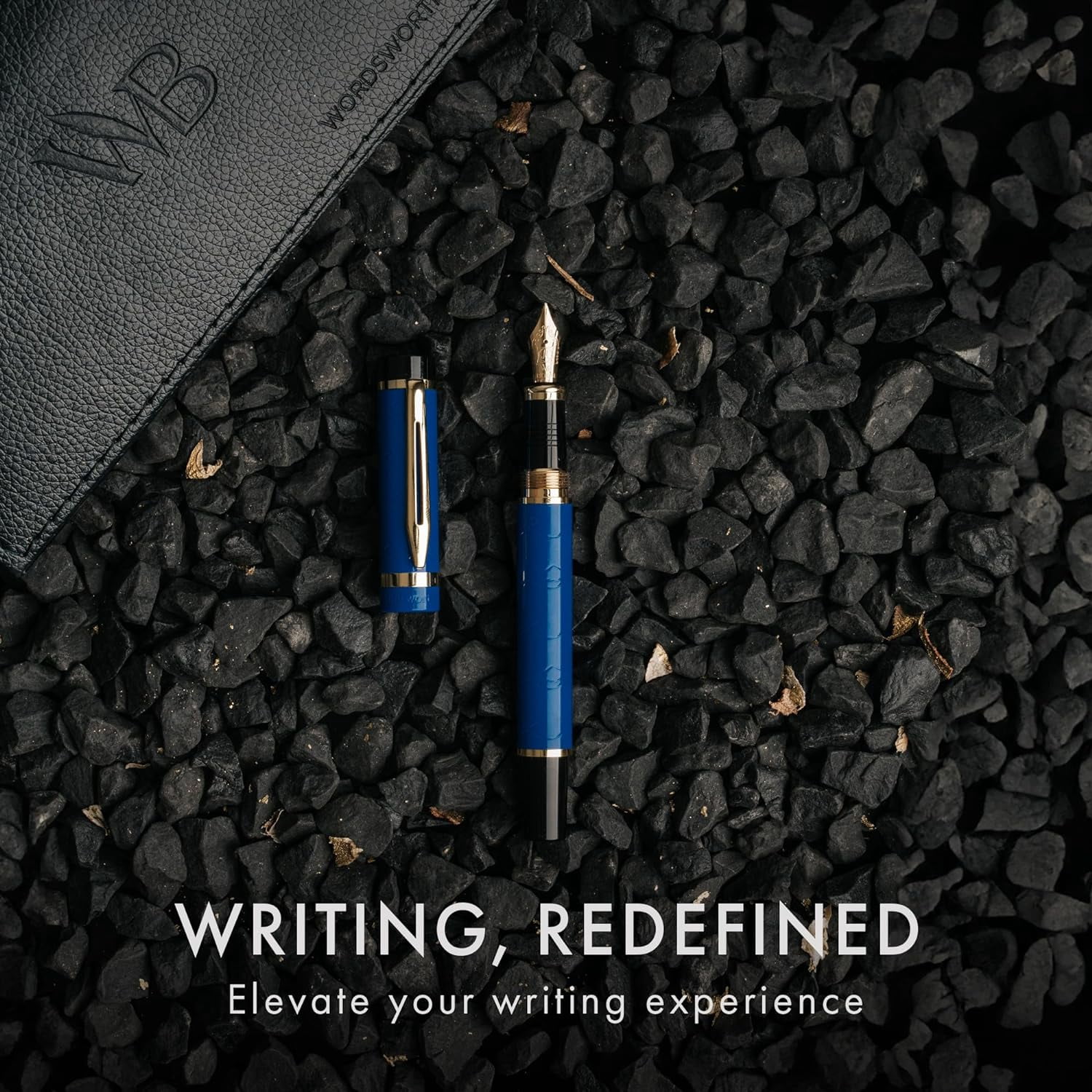 Wordsworth & Black Primori Fountain Pen, Medium Nib Ink Pen, Blue Gold - Refillable