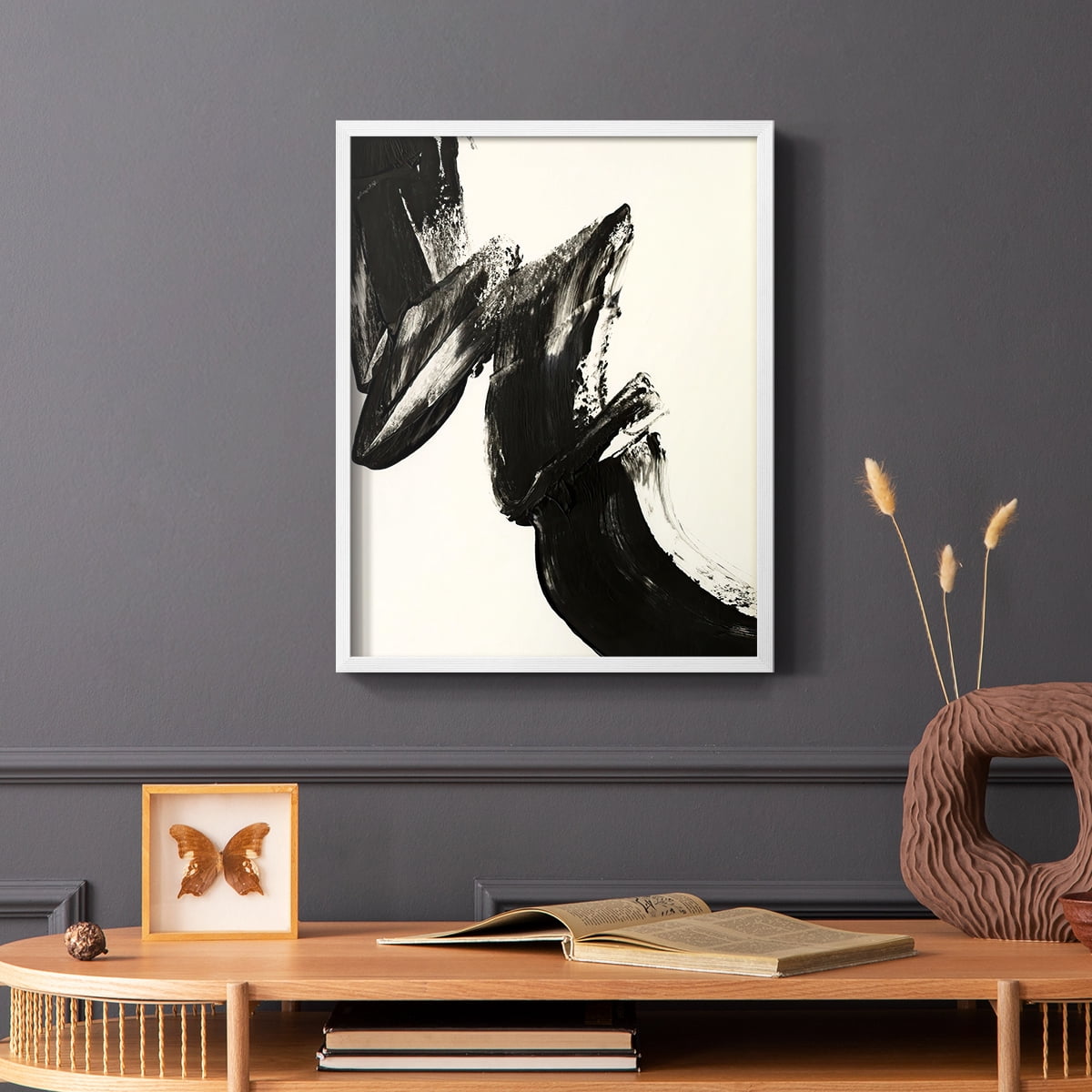 Black Expression II in White Solid Wood 8 x 10 Framed Print