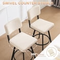 thumbnail image 6 of Zesthouse 26.6" Swivel Bar Stools Set of 2, Modern Counter Height Stools with Solid Back & Metal Base, Linen Upholstered Barstools for Kitchen Island, Beige, 6 of 10