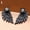 Black, variant on Grandest Birch Women Retro Gothic Cool Jewelry Angel Wing Rhinestone Ear Jacket Earrings Alloy, Rhinestone White