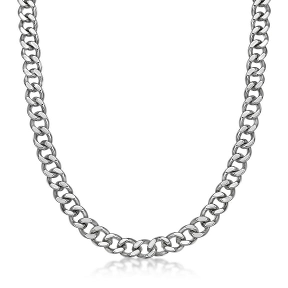 11 mm Wide Stainless Steel Heavy Curb Chain Necklace for Men 24 Inches Long Fold Over by Metro Jewelry