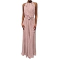 thumbnail image 1 of Mode Femmes Sans Manches Polka Dot Imprimé Ceinture Licou Fête Banquet Maxi Robe, 1 of 8