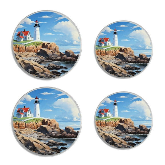 Round Stove Burner Covers 4 Pcs for Home Decor Cooktop Decorative ,lighthouse blue sky Art, Metal Round Stove Burner Covers 8Inch And 10Inch