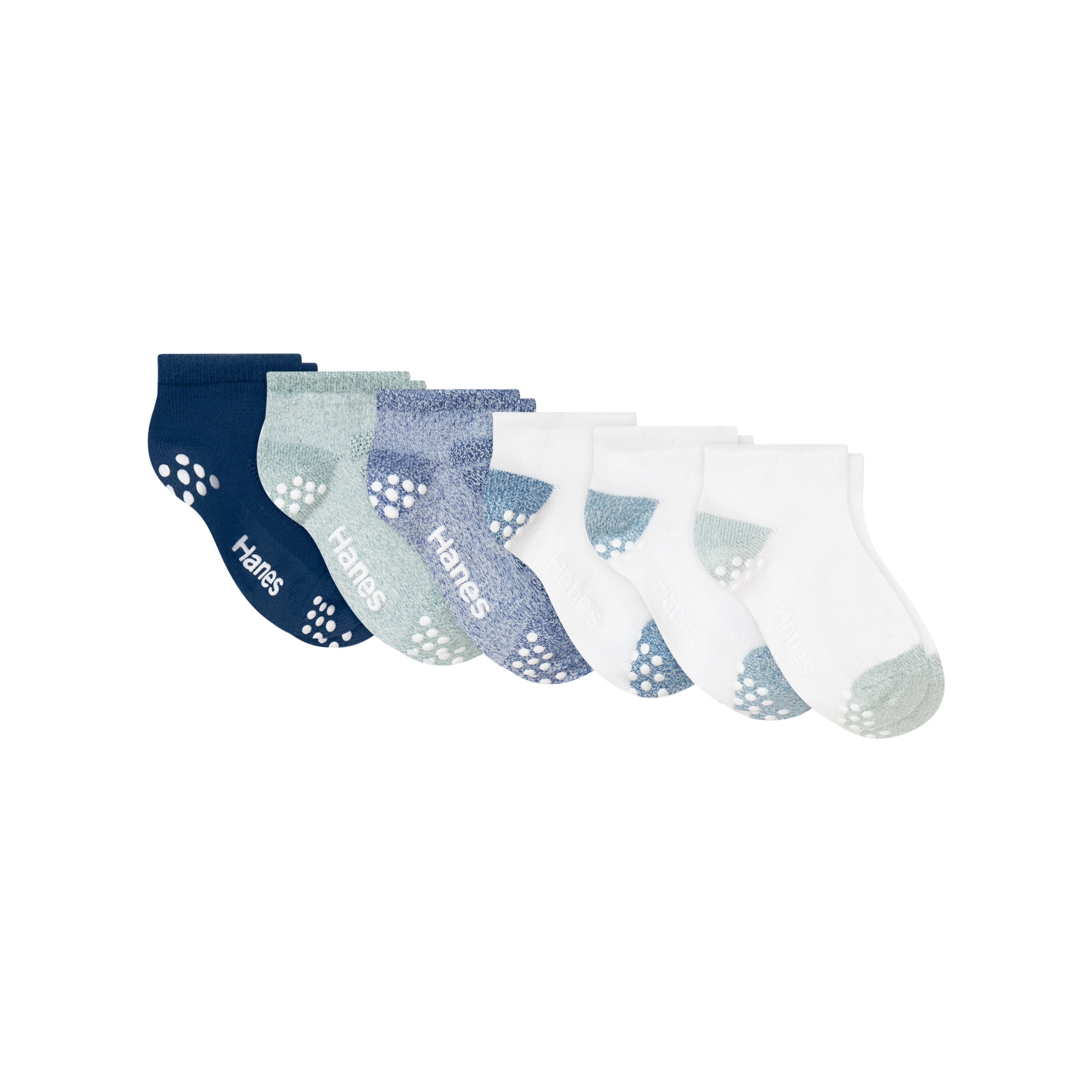 Hanes Boys Ankle Socks Value Pack, 6-Pack, Pure Comfort SuperSoft Ankle Socks for Infant and Toddler Boys