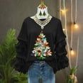 thumbnail image 4 of Yteetum Sweatshirt for Women Oversized Crewneck Christmas Pleated Ruffle Trim Pullover Hoodless Sweatshirts Tops Womens Casual Christmas Graphic Print Round Neck Loose Lantern Sleeve Xmas Sweatshirts, 4 of 5