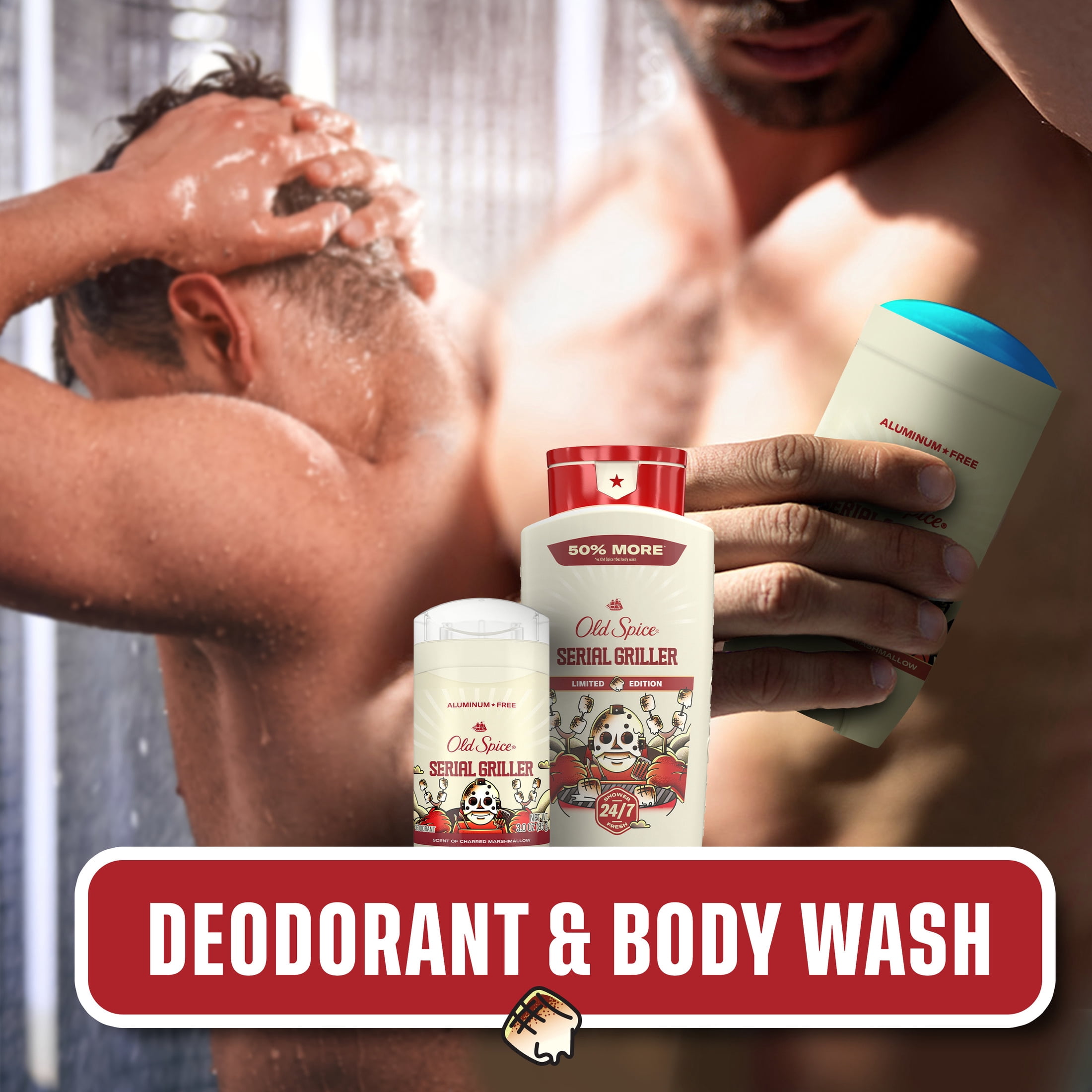 (4 pack) Old Spice Men's Body Wash, Serial Griller, 24oz