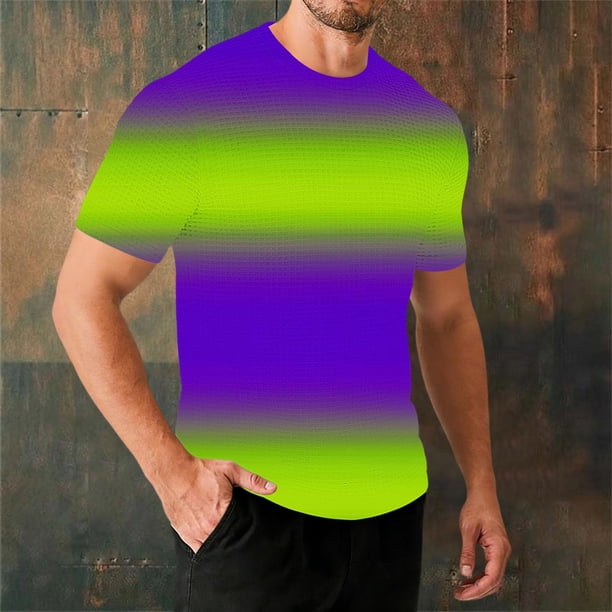 Ceisia Men's Casual Mardi Gras Graphic T-shirt Short Sleeve Round Neck Purple Green Yellow Stripe & Mask Print Summer Streetwear Tee Tops Purple S Gifts