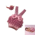 thumbnail image 2 of Newborns Photography Lace Romper with Headband Set Soft Polyester Baby Girls Photoshoot Outfit With Big Bowknot, 2 of 8