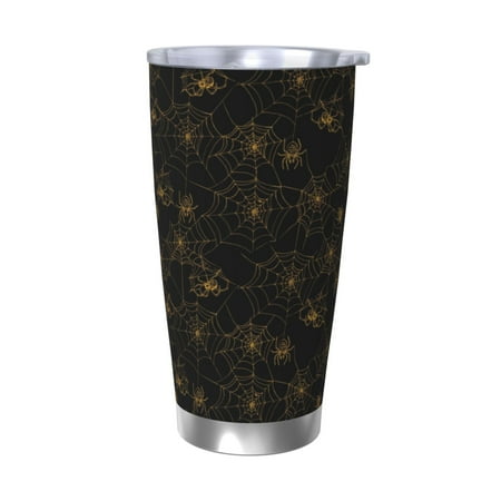 

Goofa Gold Spiders And Cobwebs for 20 oz Skinny Tumbler Stainless Steel Coffee Mug Slim Vacuum Insulated Travel Cup Car Cup-Without Straw