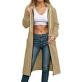 thumbnail image 4 of Inglocry Long Zip Up Hoodie Women Casual Hooded Long Tunic Sweatshirts Y2k Comfort Hoodies Fall Jacket Coat with Pockets Khaki S, 4 of 5