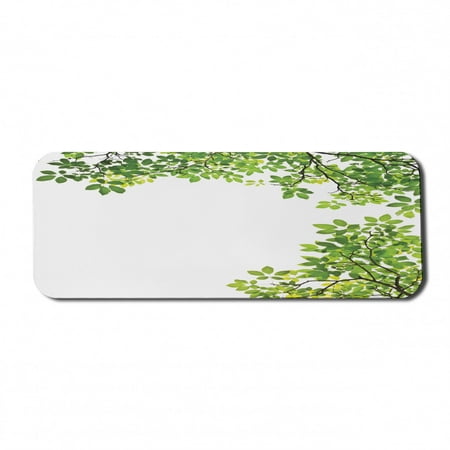 Leaves Computer Mouse Pad  Broad Leaves Close-up Background Garden Organic Foliage Shrubs Cells Plant Image  Rectangle Non-Slip Rubber Mousepad Large  31  x 12  Gaming Size  White Green  by Ambesonne