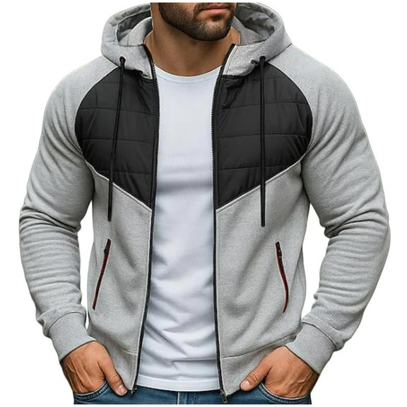 zbxnLI Men's Full Zip Hoodies Drawstring Hooded Long Sleeve Pullover Sweatshirt Jackets with Pockets
