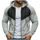 thumbnail image 2 of Dolkfu Chaquetas con capucha de parcheo estilo masculino con cremallera, en bloque de colores, casuales, de manga larga, con bolsillos. M, 2 of 8