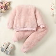 thumbnail image 4 of Kucnuzki 9 Months Baby Girl Winter Outfits Pants Sets 12 Months Long Sleeve Rabbit Prints Fluffy Sweatshirt Elastic Pants 2PCS Set Pink, 4 of 9